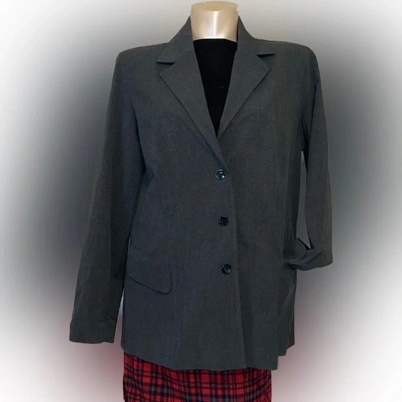 Chicos womens blazer Large 12 jacket charcoal grey stretch classic business work - Picture 1 of 7
